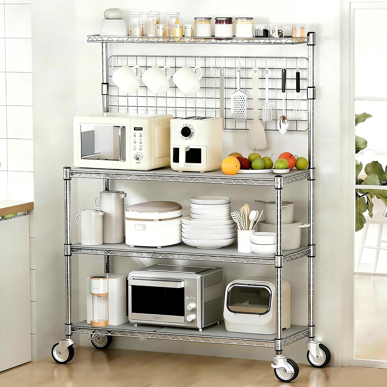 Commercial Kitchen Microwave - Металлическая коммерческая тележка-стеллаж для хранения и