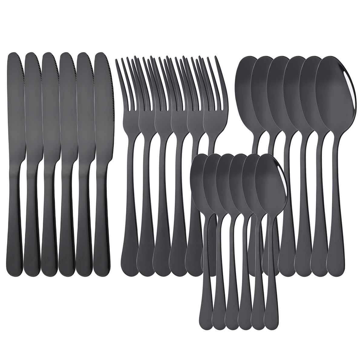 Commercial Kitchen Knife Set - 24 шт., набор столовых приборов, черный